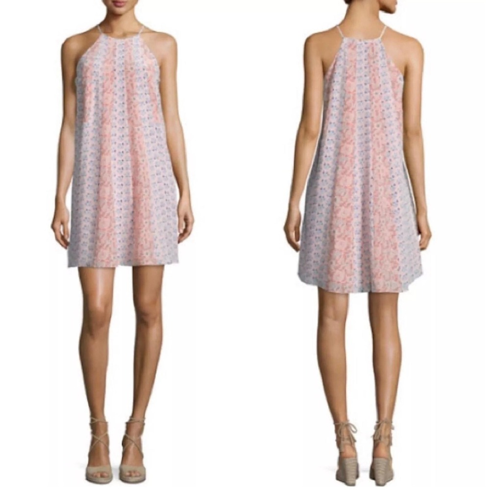 Rebecca Taylor NWT Amanda Silk Halter Dress Peach Multi Floral Size 10